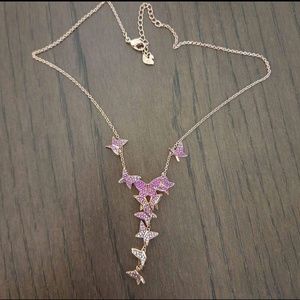 Swarosvki Lilia Y necklace Butterfly, Pink, Rose gold-tone plateted